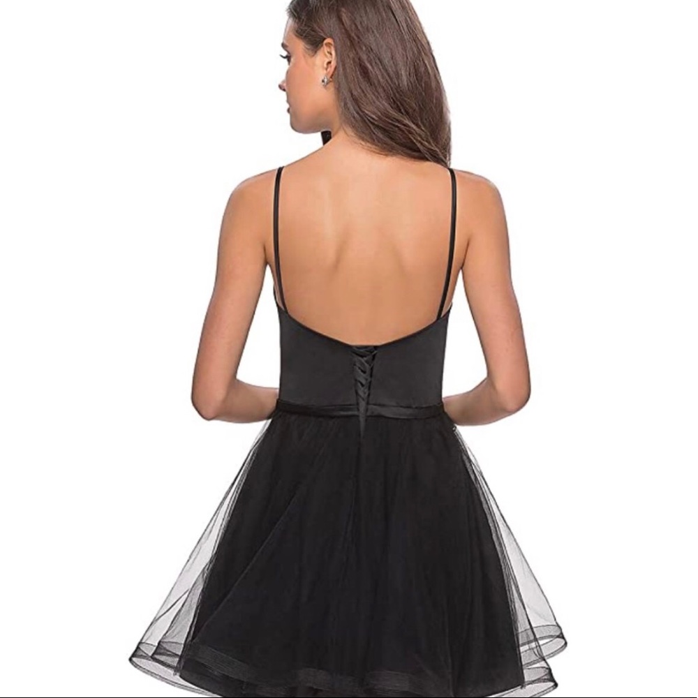 dusty blue hoco/formal mini dress - Picture 2 of 4